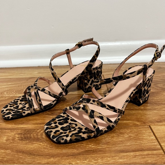 J. Crew Odette Strappy Block Heel Sandals in Leopard Suede Sz 8.5  and 9 Retro - Picture 2 of 9